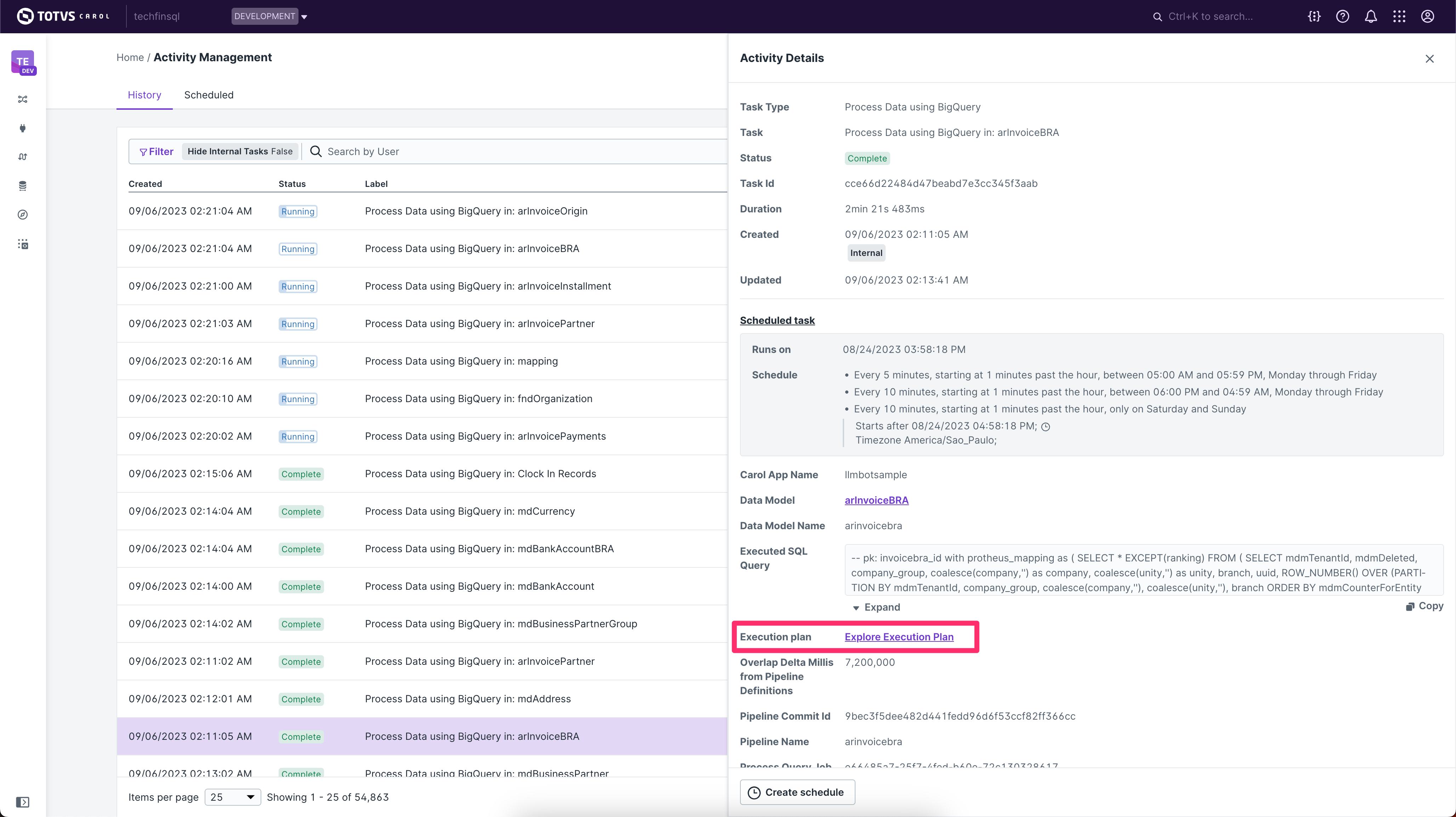 Tarefas de Processamento SQL: Plano de Execução