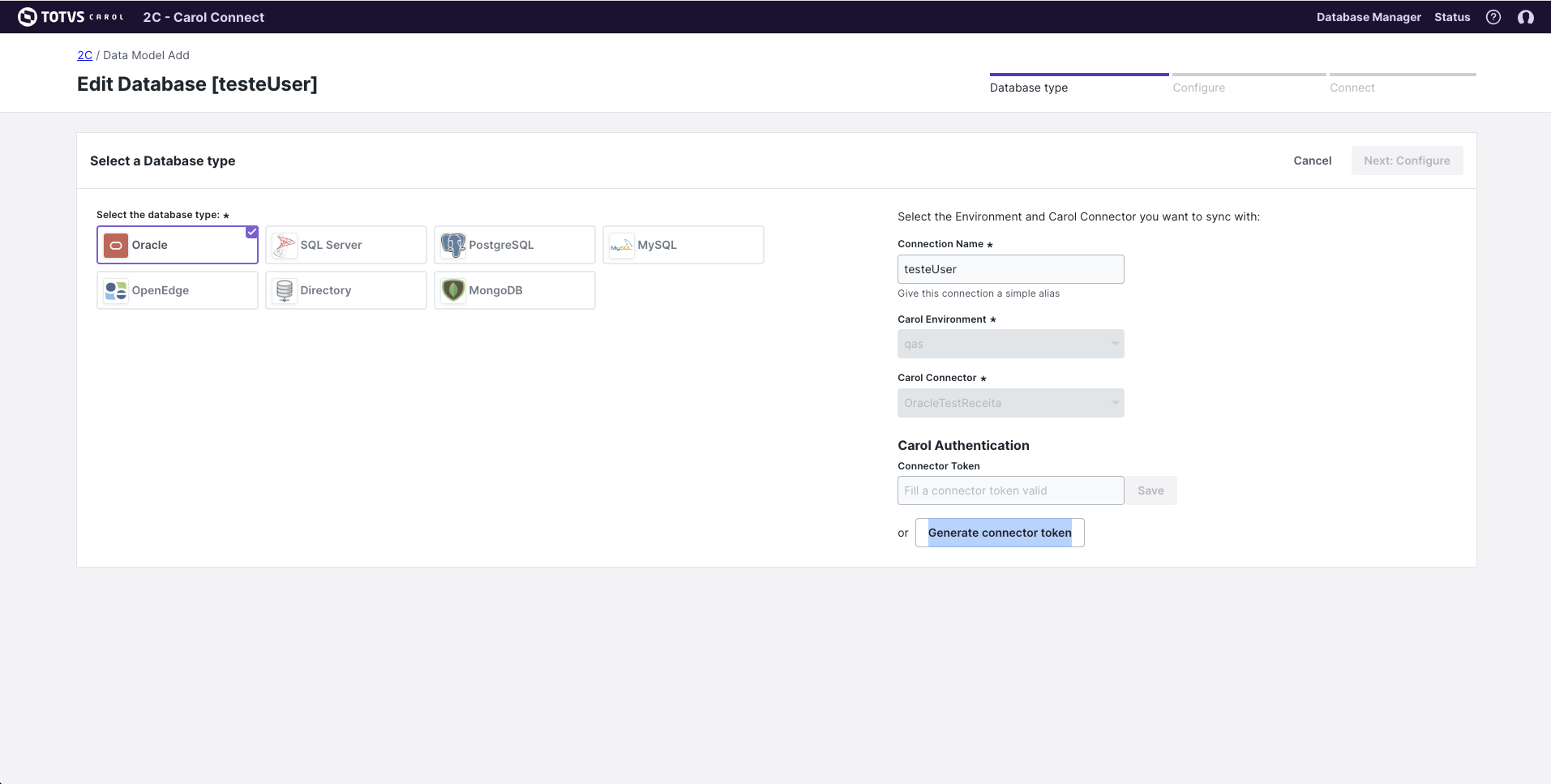 Exemplo de geração do Token no 2C