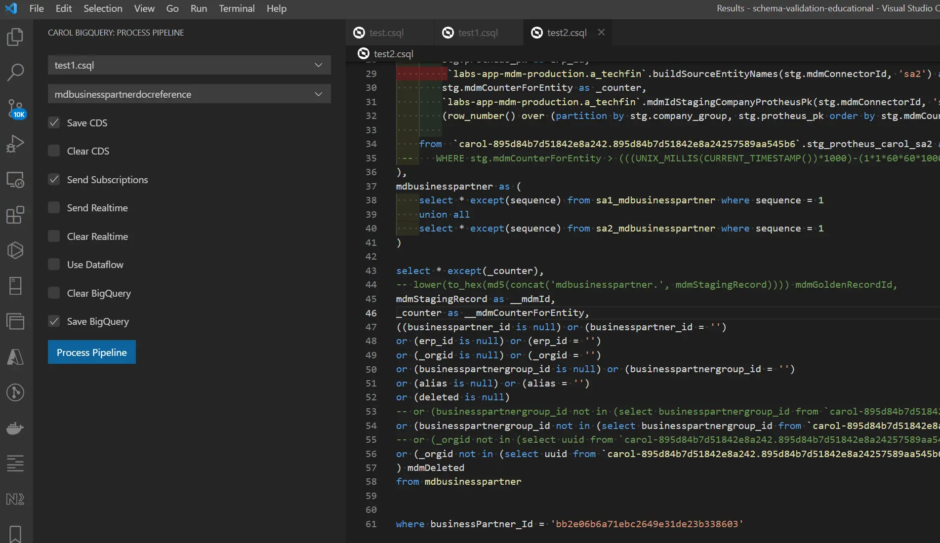 VSCode Show BigQuery